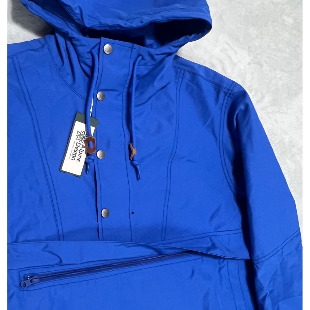 Alpine Design Anorak Pullover Jacket Mens L Blue Hooded Wind Water Resistant NWT - Picture 6 of 11